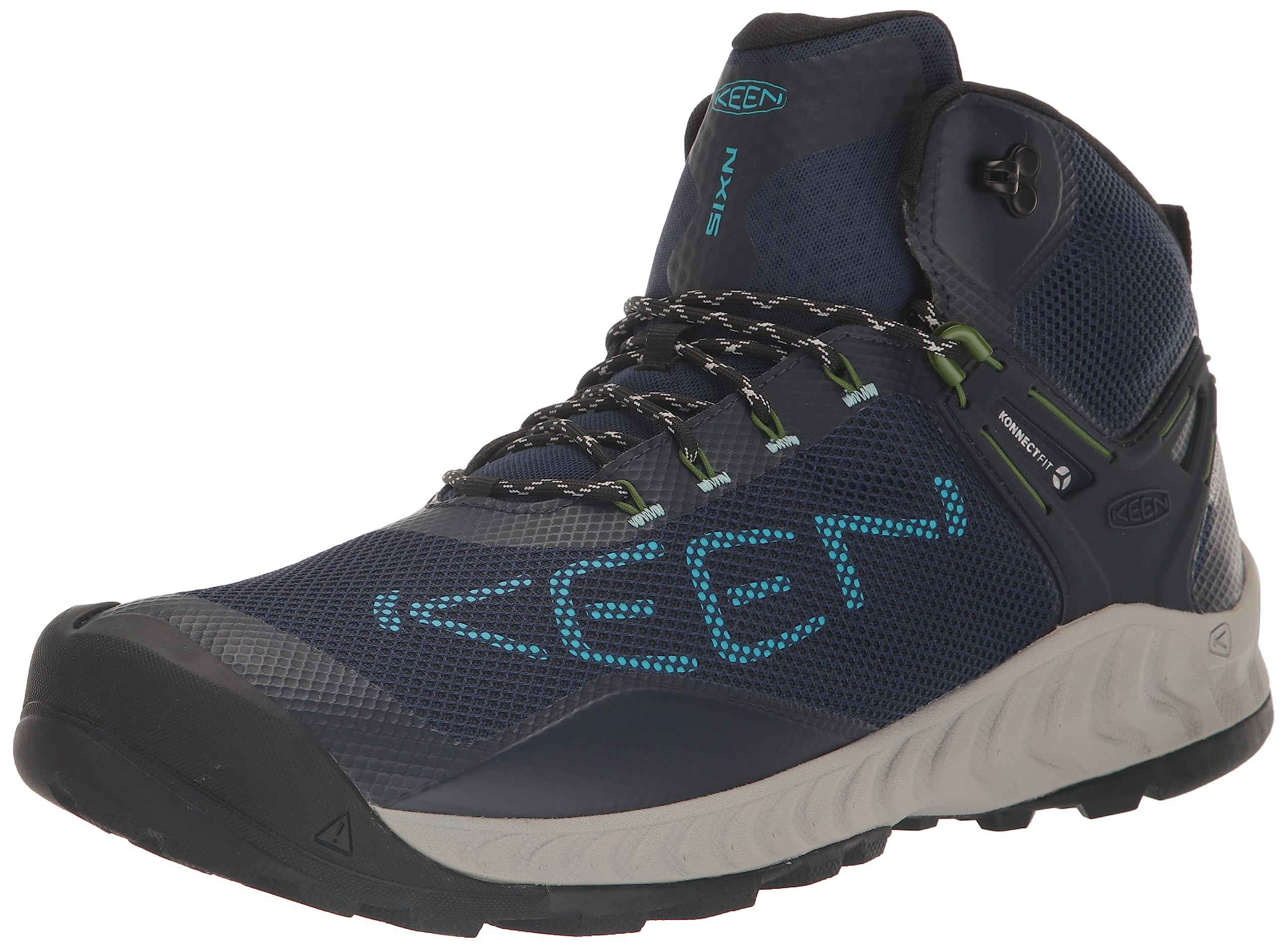 KEEN Men’s NXIS Evo Mid Height Waterproof Fast Packing Hiking Boots, Naval Academy/Ipanema, 13