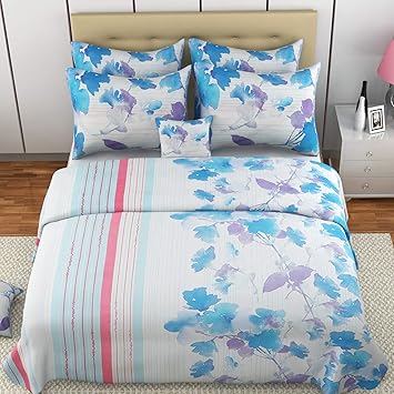 Mafatlal Mayfair Series, Pure Cotton Soft Finish Easy to Wash 144 TC Premium Bedsheets for Double Bed with 2 Pillow Covers, King Size Bedding Set Combo (Aquamarine)