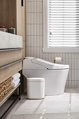 ELPHECO 9L Slim Wireless Motion Sensor Bathroom Trash Can White Gold Trim view 3