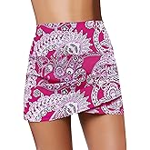 GRAPENT Women's High Waist Tulip Hem Shirring Swim Skirt Swimsuit Bikini Bottom