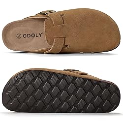 ODOLY Genuine Suede Clogs for Women Men Soft Cork