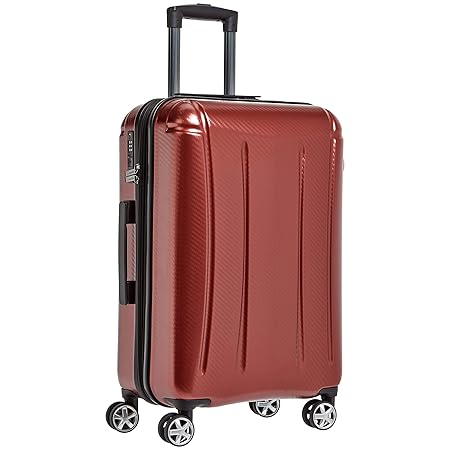 AmazonBasics - Hochwertiger Hartschalen-Trolley „Oxford“, mit Schwenkrollen, 71 cm, Rot