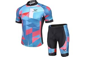NINE BULL Men's Cycling Jersey Set - Reflective Quick-Dry Biking Shirt and 3D Padded Cycling Bike Shorts