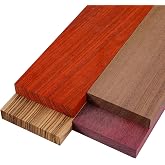 ElaraBerry 4 Pack Exotic Wood Lumber Hardwood Lumber Kit, 12inch | Zebrawood Purpleheart Padauk Walnut for Woodworking Crafts Purple Heart Variety Pack 3/4 X 4 X 12 Inch Ideal for DIY Projects