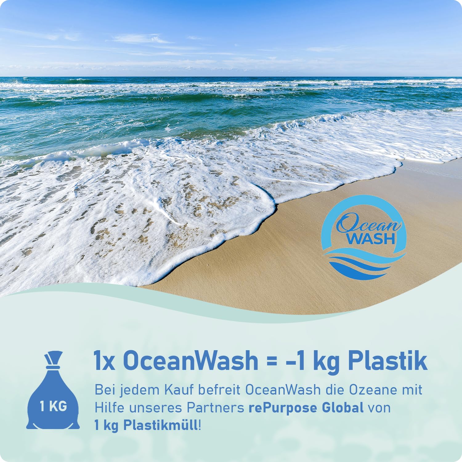 OceanWash Waschmittelblätter für 64 Wäschen biologisch abbaubar & mit Frischeduft - Waschmittel Blätter für alle Textilien und Farben - Waschblätter für die Waschmaschine mit Vollwaschmittel 7