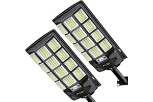 Baiston Solar Street Lights Outdoor: Dusk to Dawn Solar Parking Lot Lights with 3 Modes Motion Sensor Remote Control, 6000K 180 LEDs Commercial Lights for Outside