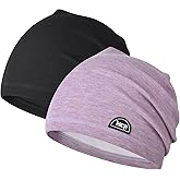 MCTi Slouchy Beanie for Men Women, Winter Warm Stretchy Skull Cap Hat Lightweight for Running Cycling 2 Packed