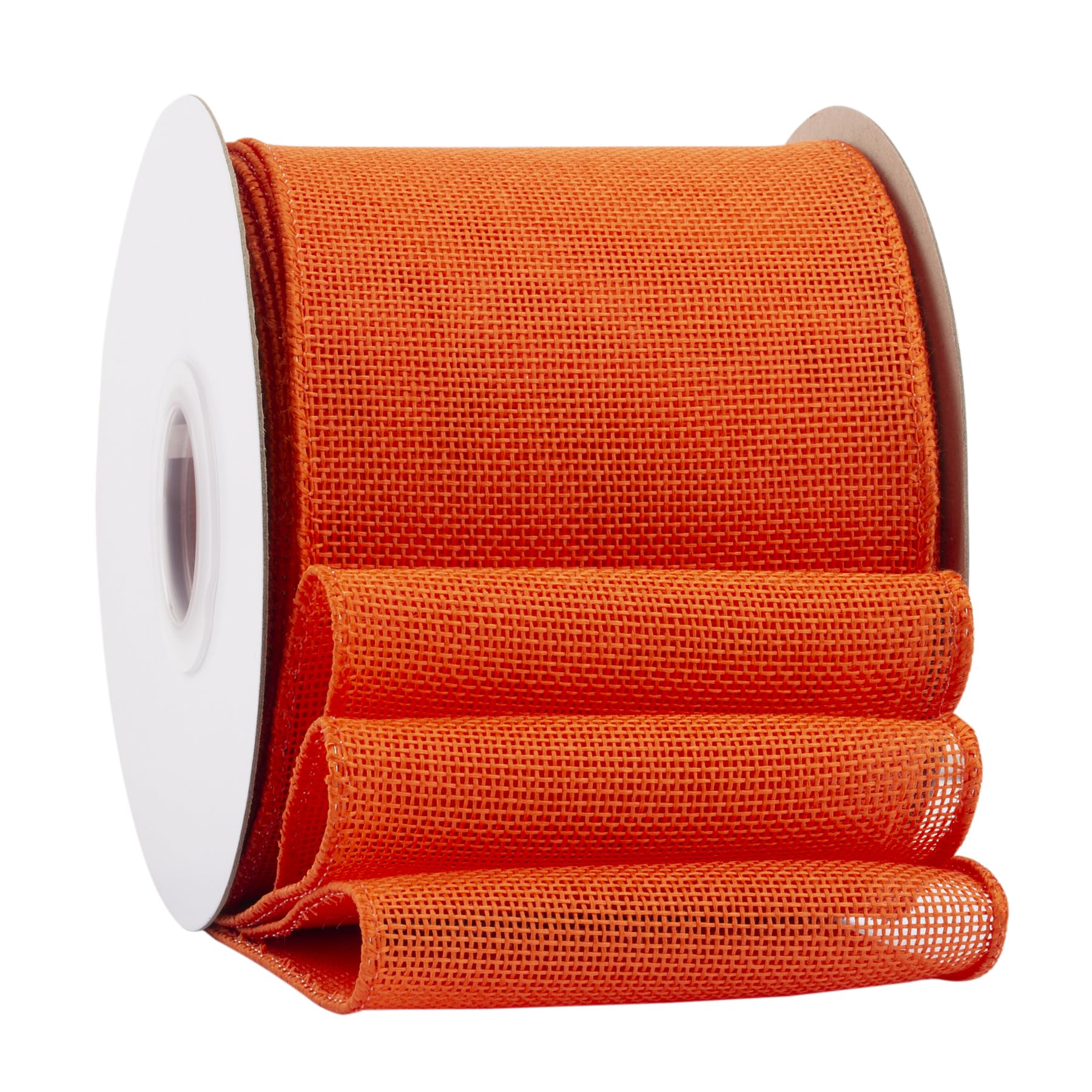Ribbonitlux Orange Burlap Wired Ribbon, 100mm x 18 Meters, Wired Edge Burlap Ribbon for Gift Wrapping, Big Bow, Wreath, and Christmas Tree Decoration