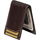 House of Jack Co. Jack Bifold Money Clip Wallet for Men, Slim Front Pocket Wallet with Strong Interior Magnetic Clip, Ideal Gift for Men, Exterior ID Window, Full Grain Cowhide, Brown