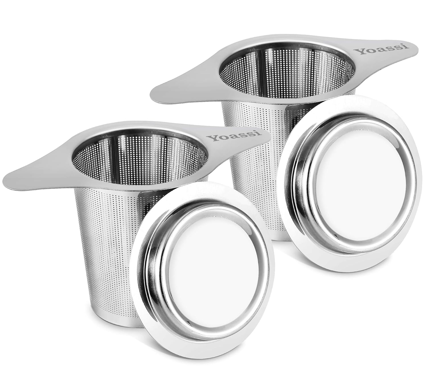 Yoassi 2 Pack 18/8 Stainless Steel Tea Infuser Mesh Strainer with Large Capacity & Perfect Size Double Handles for Hanging on Teapots, Mugs,Cups to steep Loose Leaf Tea and Coffee
