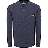 VATRENUS FR Shirt for Men Henley Midweight Utility Pocket Flame Resistant Long Sleeve Work Shirts NFPA2112 CAT2
