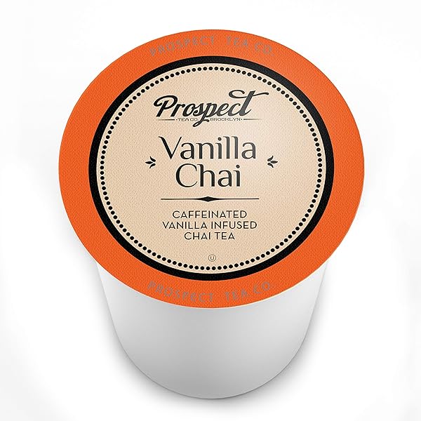 PROSPECT TEA CO. CAFFEINATED VANILLA CHAI TEA PODS COMPATIBLE WITH K CUP BREWERS INCLUDING 2.0, 40 COUNT