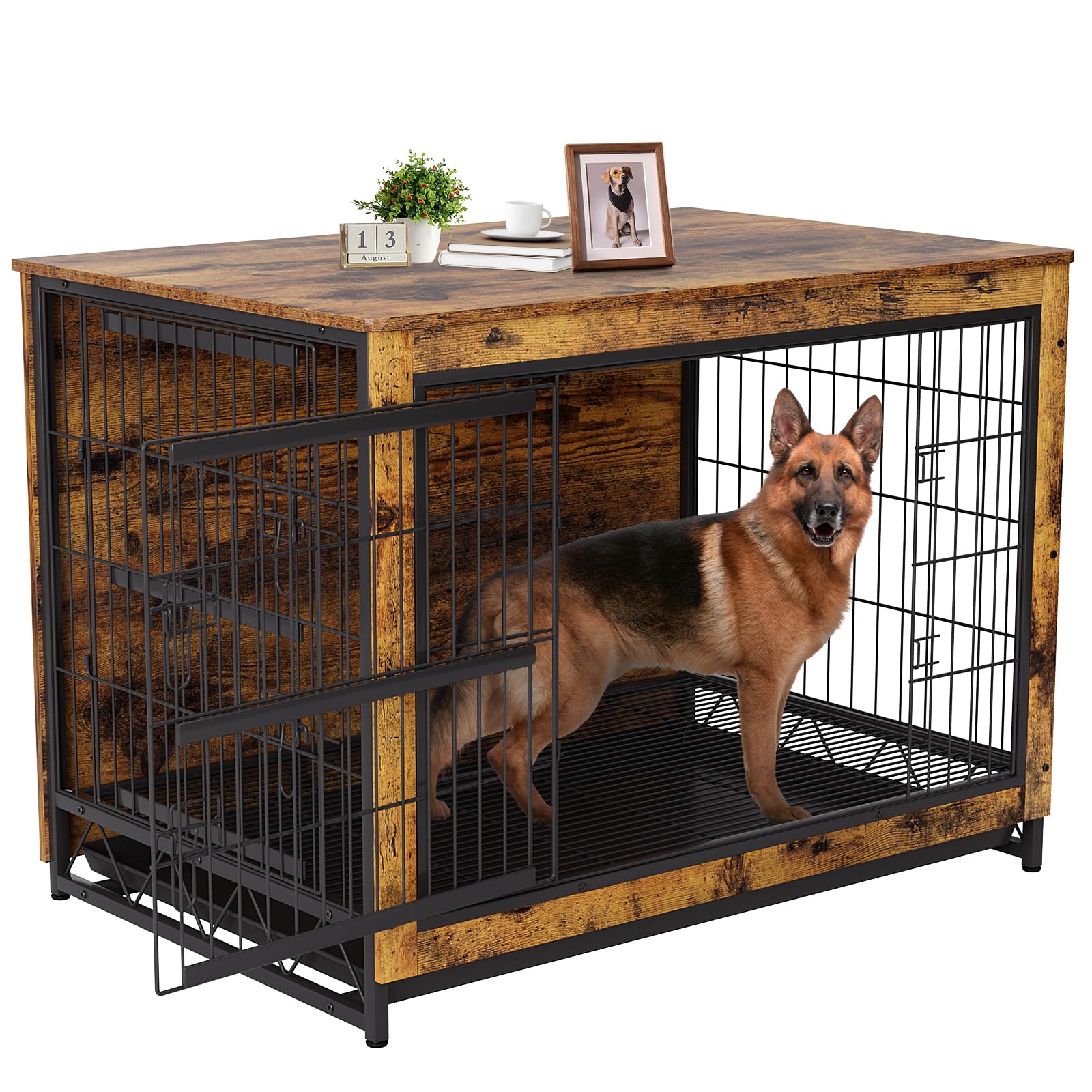 TLSUNNY Dog Crate Furniture, 44.1" Wooden Dog