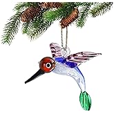 Hummingbird Ornament Glass Hanging for Window Handmade Decorative Hanging Christmas Ornaments Blown Glass Hummingbird Figurine for Xmas Tree Decor,no Matter for Indoor or Outdoor Decor