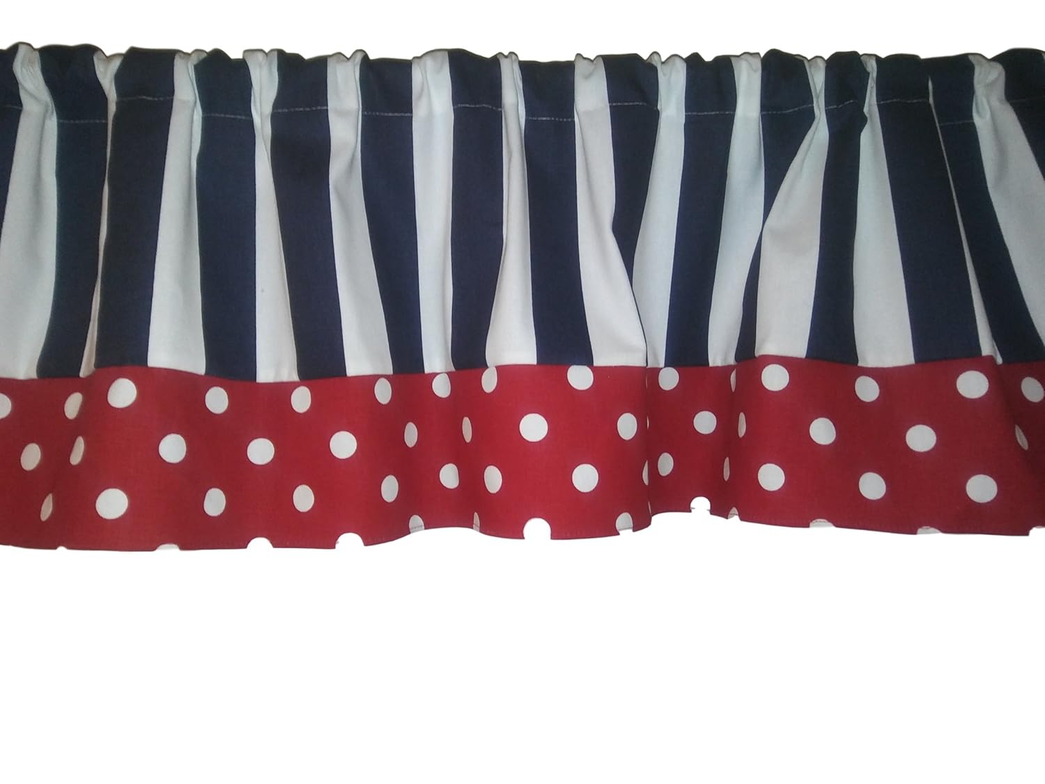 Amazon Com Navy Blue Stripes With Red White Polka Dots Curtain