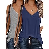 Zeagoo Womens V Neck Camisole Tank Top Strap Sleeveless T Shirt Casual Loose Vest Blouse - S-XXL
