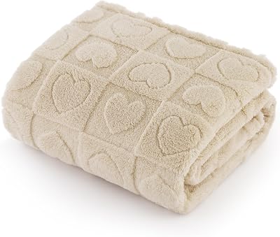 Bedsure Medium Dog Blanket 100x80cm Soft Fleece Sherpa Cream