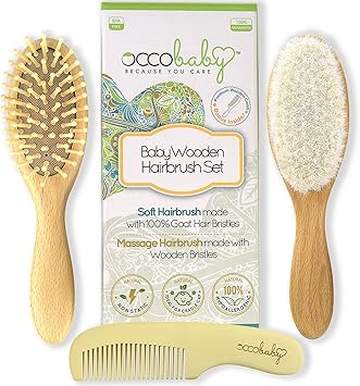wooden baby brush and comb