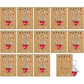 Yinkin 16 Sets Nurse Keychain Gifts Thank You Gift with Pendant Nurse Party Favors Appreciation Nurses Week Gifts with Cards for Nurse Day Graduation Decorations