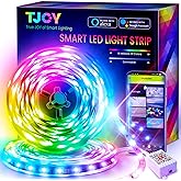 TJOY 50ft Smart Led Strip Lights for Bedroom, Alexa Led Light Strip,5050 RGB Color Changing Music Sync Led Lights Strip with App Remote,Multi-Color Wireless Led Lights for Bedroom (APP+Remote+Voice)