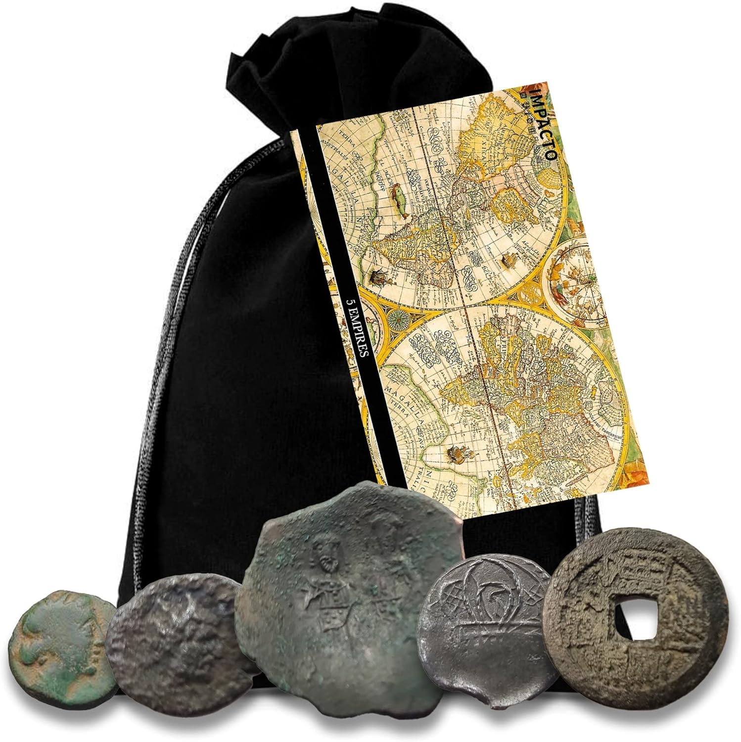 IMPACTO COLECCIONABLES 5 Original Coins from Ancient Empires in a Coin Grab Bag - Greek Empire, Roman Empire, Byzantine Empire, Ottoman Empire and The Last Chinese Dynasty - Limited Coins Collection