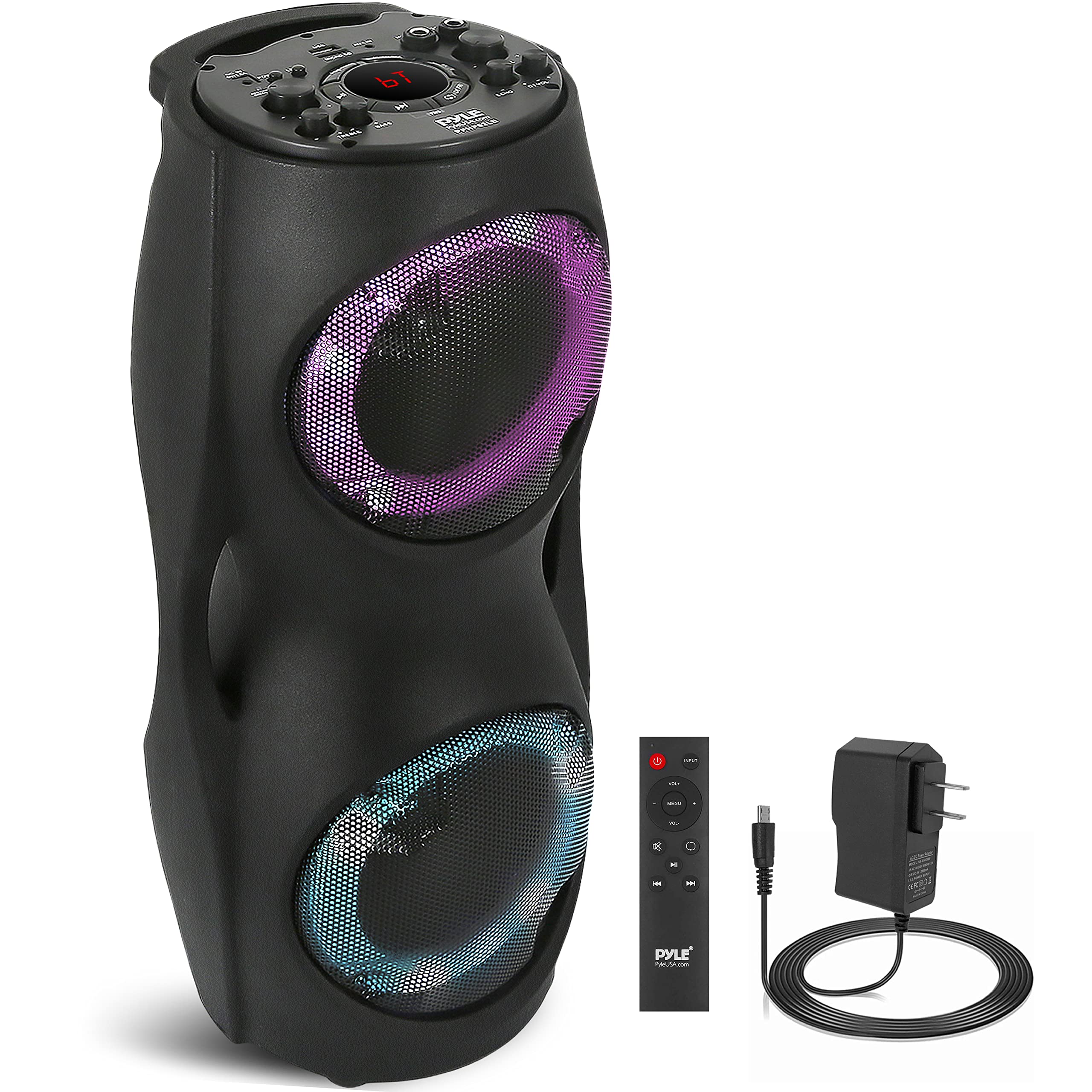 Photo 1 of Pyle Portable Bluetooth PA Speaker System - 800W Indoor/Outdoor Bluetooth Speaker Portable System w/TWS, Recorder, Microphone in, Party Lights, USB SD Card Reader, FM Radio, Carry Handle PPHP62LB