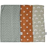 Mebie Baby Burp Cloths, Neutral Print 3-Pack, Muslin Burp Cloth Set for Spit Up, Drool, and More, Boho Burp Cloths for Baby Boy and Girl, Baby Must Haves for Registry