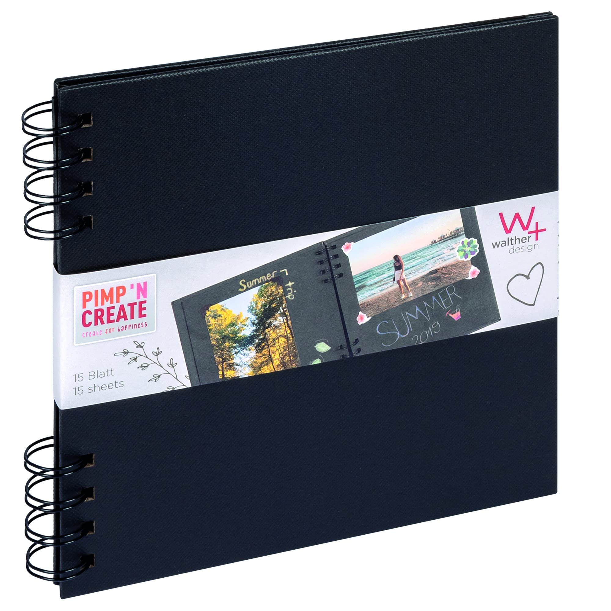 walther Design Photo Album Black 19 x 19 cm PIMP AND CREATE SA-019-B