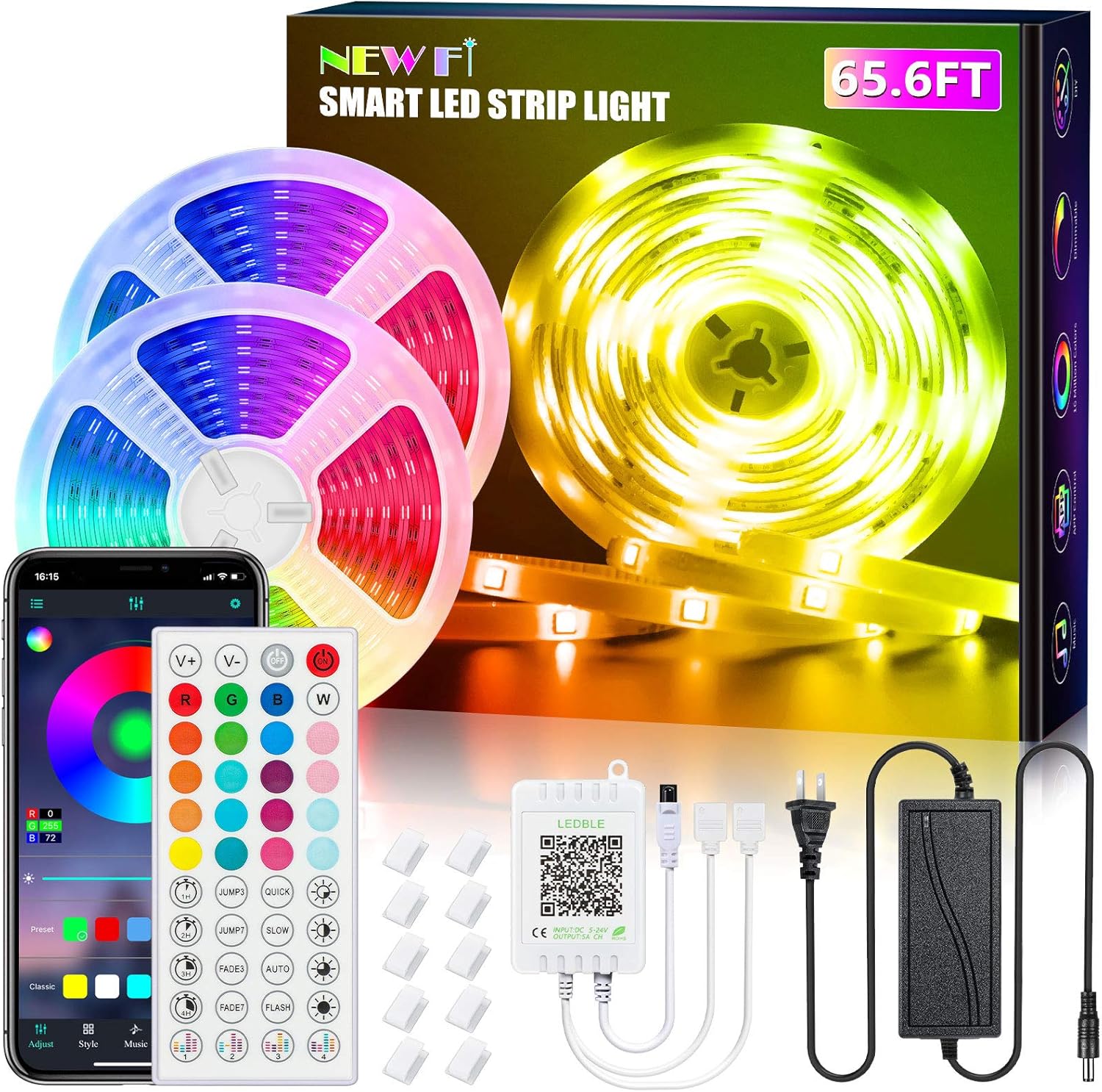 65.6ft Led Strip Lights, NEW Fi Smart 5050 RGB Light Strips