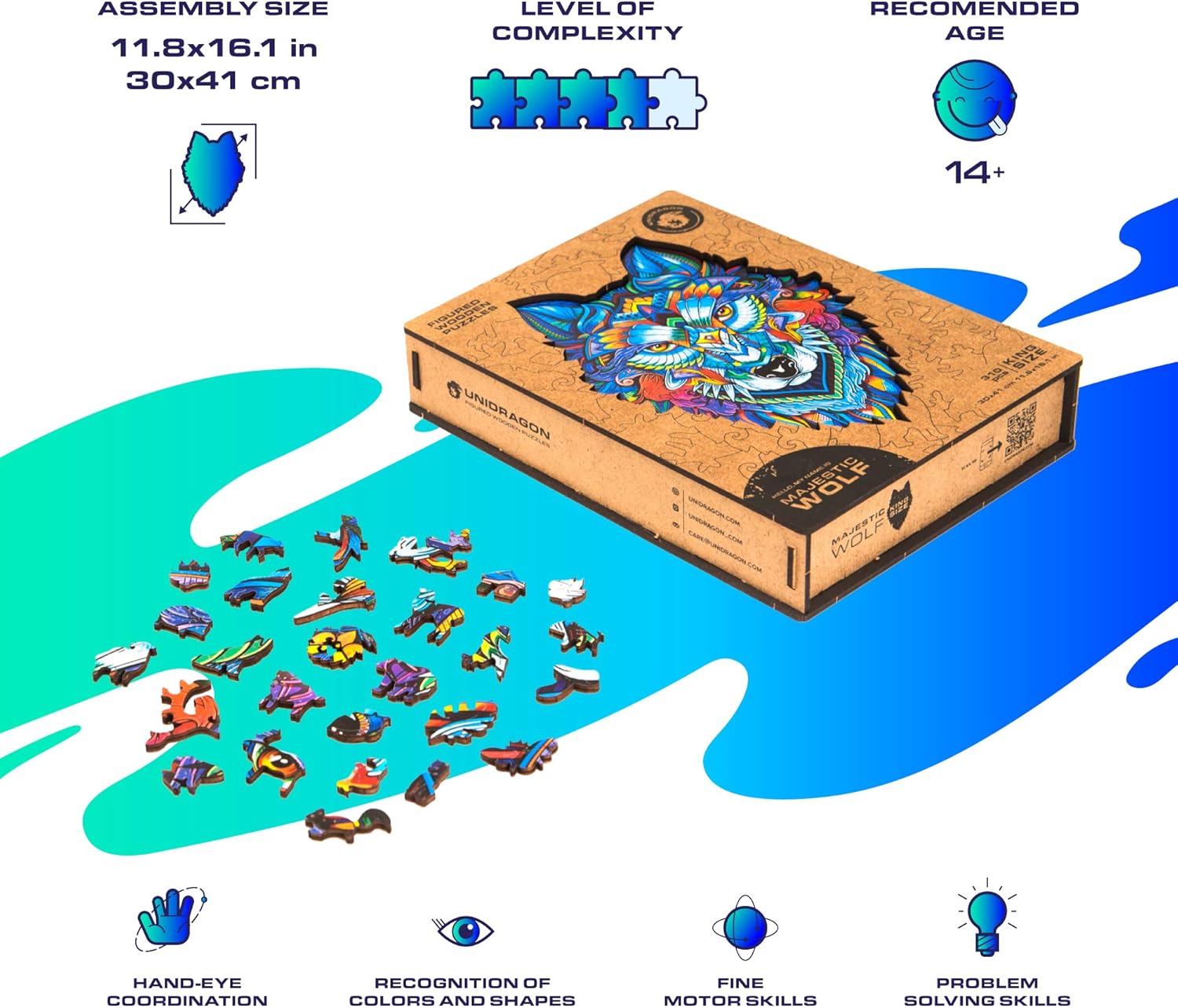 unidragon wooden jigsaw puzzle majestic wolf