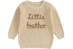 YOAWDATS Toddler Baby Girl Boy Long Sleeve Knit Sweater Brothers Sisters Letter Embroidery Round Neck Pullover Fall Winter Tops