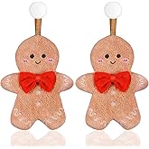 Quera 2 Pack Hand Towels Christmas Gingerbread Man Embroidered Premium Luxury Decor Quick-Dry Dish Towels Decorative Bathroom Kitchen Towels for Drying, Cleaning, Cooking, Holiday Towels Gift Set