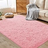 Pink Rugs for Bedroom: 4x6 Fluffy Shag Soft Washable Rug Fuzzy Plush Indoor Carpet for Living Room Kids Girls Boys Room Nurse