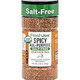 Salt-Free Spicy All-Purpose Seasoning | FreshJax Organic No Salt Rub for Chicken, Steak, Burgers, Vegetables & Salmon | Zero Sodium Smoky Spice Blend for Grilling, Roasting, Large Bottle, Made in USA