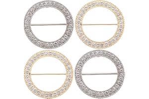 XUANYUQL 4 Pcs Gold/Silver Rhinestones T Shirt Clips Fashion Rhinestone Scarf Clip Rings Elegant Scarves Waist Buckles for Clothing Neckerchief Shawl