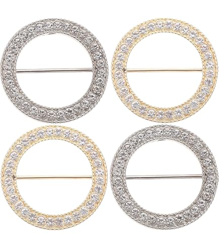 4Pcs Women's Pearl Floral Scarf Ring Clips - Fashion Camellia Flower Buckle For Scarves & Belts - View #3
