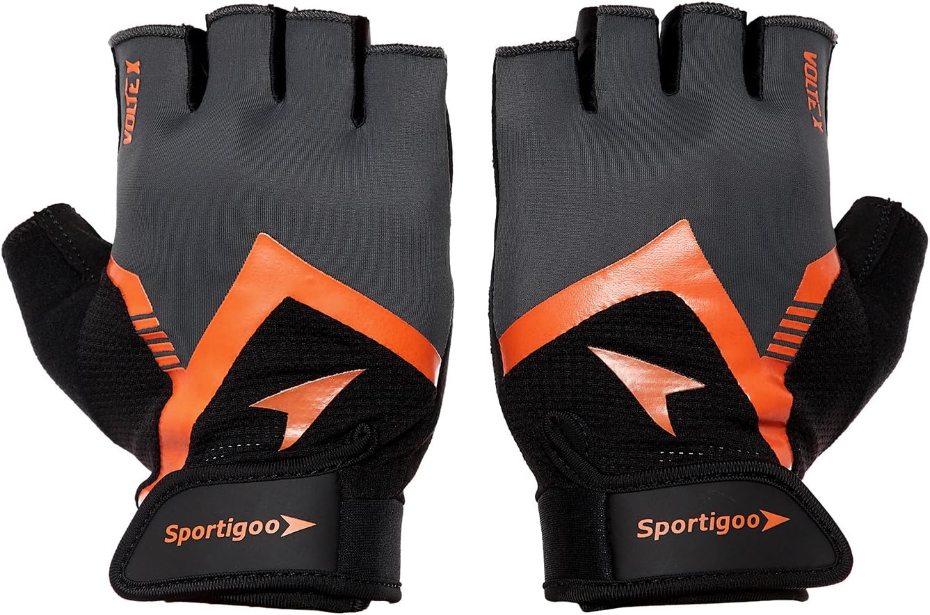 Sportigoo Volte-X Gym Weightlifting Exercise Men & Women Gloves - Grey/Orange