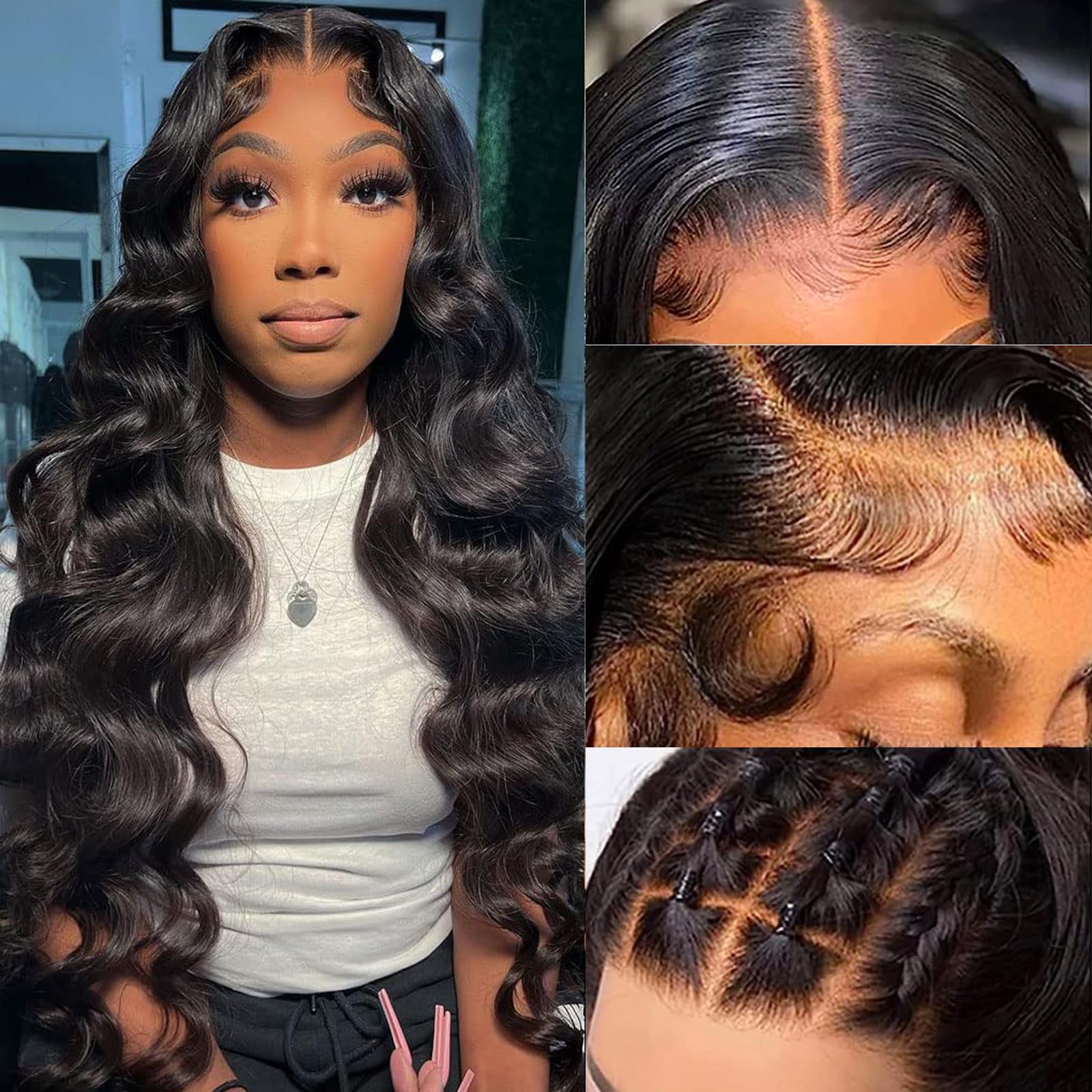 MegaLook Upgraded Bleached knots Body Wave Human Hair Wig 13x4 HD Pre Cut Lace Front Wigs 200% Density Unprocessed Brazilian Virgin Hair Glueless Wigs for Women Natural Color 22 Inch — image 1