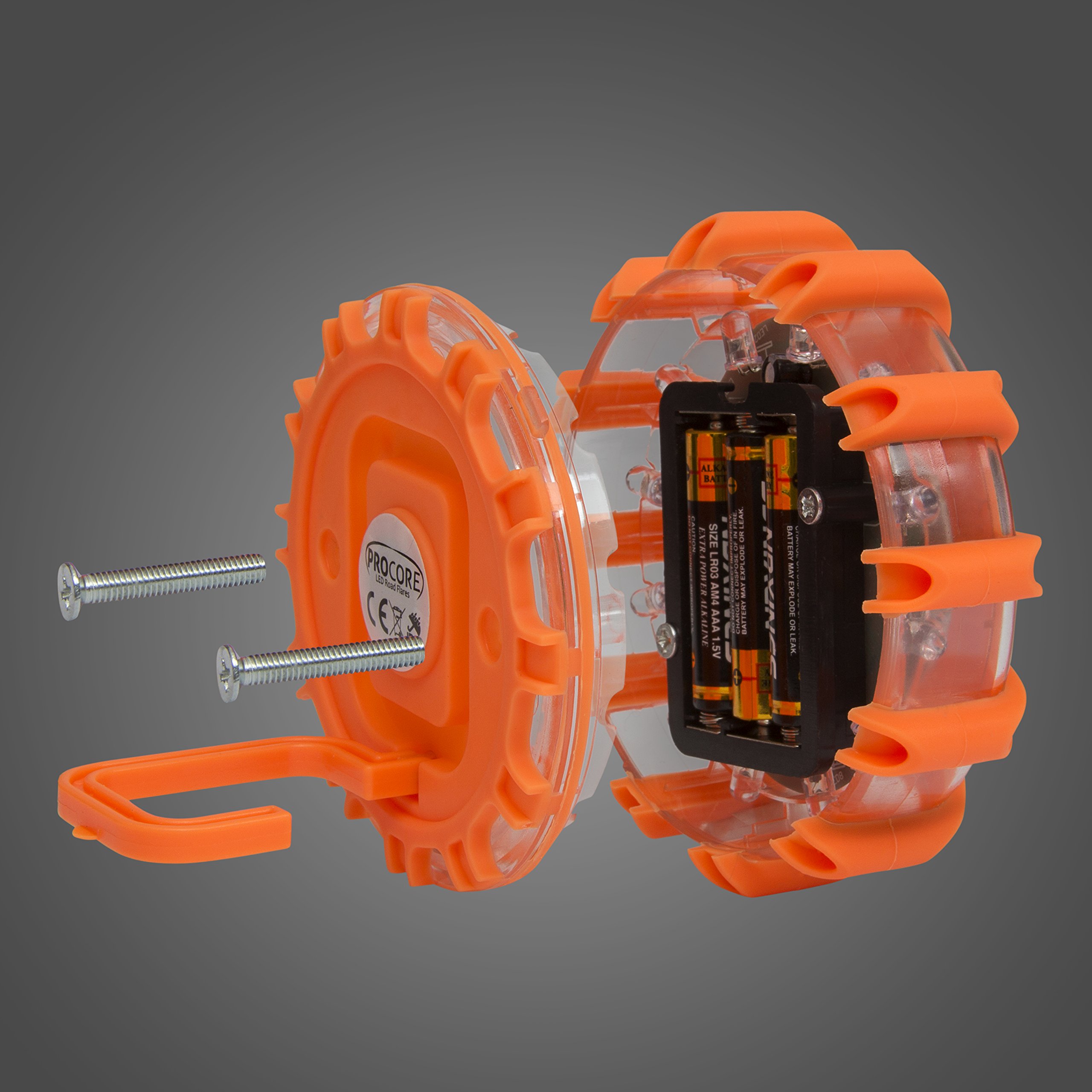 Flashing LED Emergency Road Flares: 4” Magnetic Roadside Flare Beacon Discs for Car, Truck or Boat - Warning Lights for Safety During Vehicle Emergencies - Use on All Vehicles - 3 Pack with Carry Ba