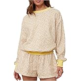 SHENHE Women's Oversized Crewneck Sweatshirt Ditsy Floral Drop Shoulder Fall Aesthetic Pullover
