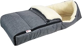 BABYLUX Fußsack LAMMWOLLE Winterfußsack Kinderwagen- Babyschale- Fußsack (55. LEIN Grau)