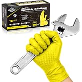 TitanFlex Heavy Duty Industrial Nitrile Gloves with Raised Diamond Texture, 6-mil, Latex Free (Dark Green/Yellow)