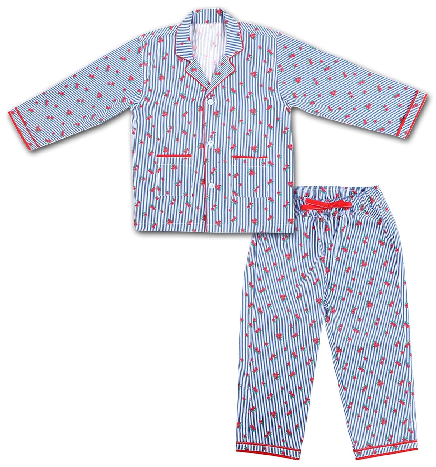 ShopMozo Cotton Blue Striped Boys Night Suit ( Boys Night Dress ) (SM