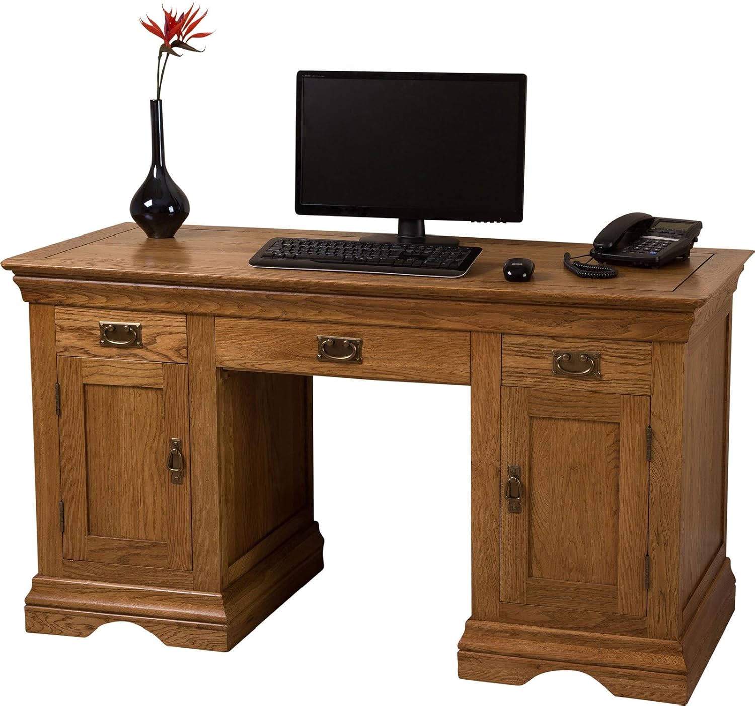 Hermosa Knightsbridge Computer Desk With Lacquer Finish Solid Oak