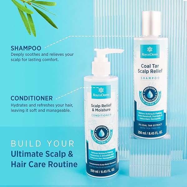 ROYCEDERM COAL TAR DANDRUFF SHAMPOO: EXTRA STRENGTH 2% COAL TAR EXTRACT MEDICATED GEL FOR RAPID SCALP HAIR RELIEF TARGETS DANDRUFF, PSORIASIS, AND SEBORRHEIC DERMATITIS – HYDRATING & NATURAL FRAGRANCE