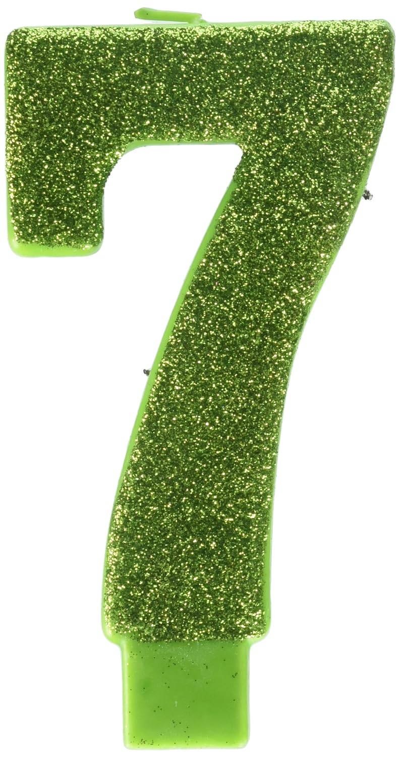 Amscan Glitzer-Kerze Nummer 7 In Kiwi-Grün – Groß & Auffällig Für Deine Party