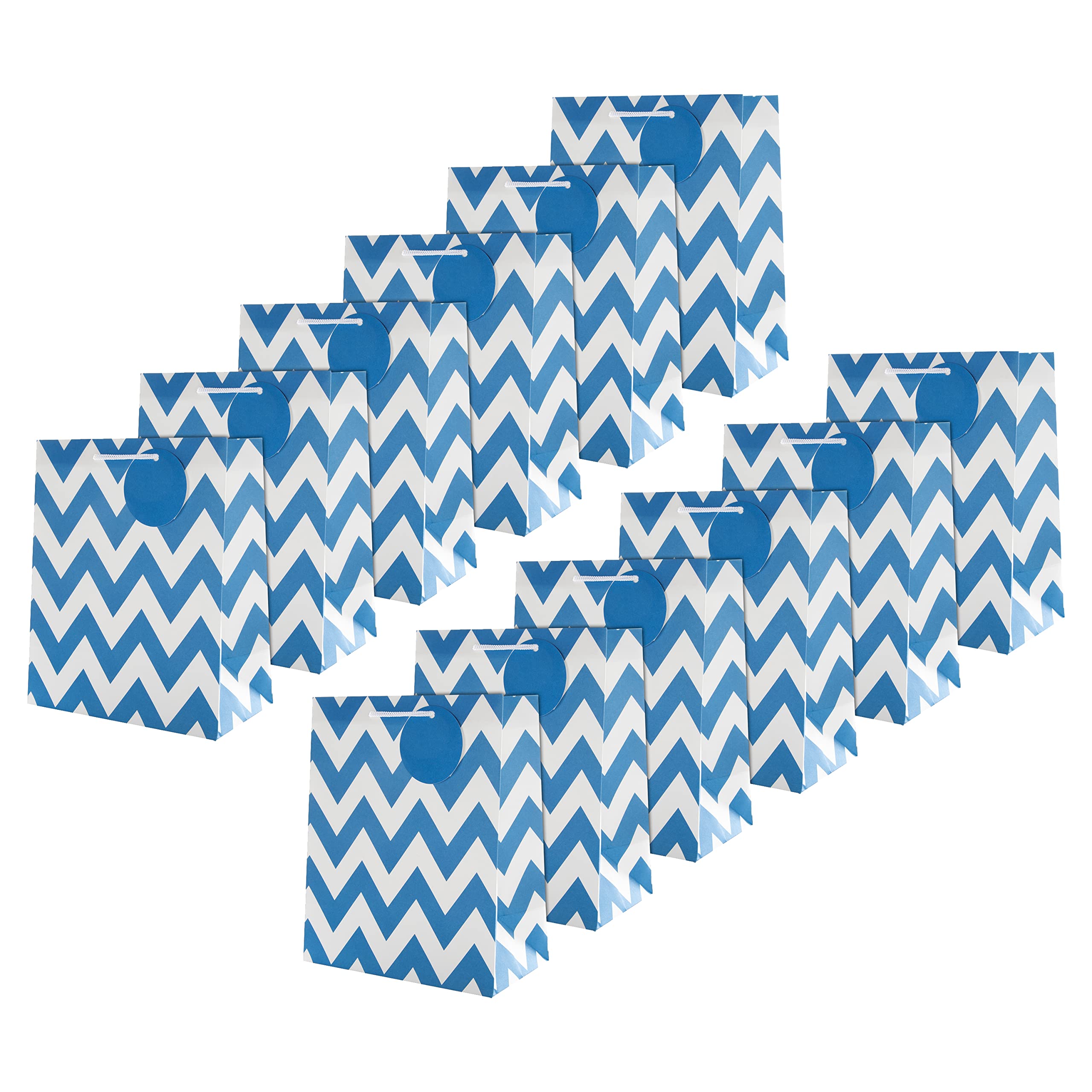 Hallmark Multi Occasion Gift Bags Bundle - 12 Medium Size Bags in 1 Contemporary Blue Design