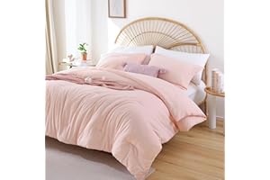 JANZAA Queen Comforter Set with Sheets 7 Piece Comforter Set Queen Bed in a Bag Pink Comforter with Microfiber Bed Pillow Cases Pillow Shams Fitted Flat Sheet Soft Blush Bedding Set All Season