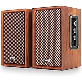 cinnkeyi 40W Computer Speakers, Bluetooth Bookshelf Speakers,2.0 AC Powered Wooden PC Speakers with Strong Bass,7.28" X 2 AC Powered USB Input Speakers with DSP,Wooden Speaker for Laptop