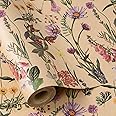 RUSPEPA Wildflower Floral Wrapping Paper Roll for Women, 17 Inches x 16. 4 Feet, Mini Roll, Herbal Kraft Wrapping Paper for Christian Gifts, Birthdays, Weddings, Bridal Shower and Engagement